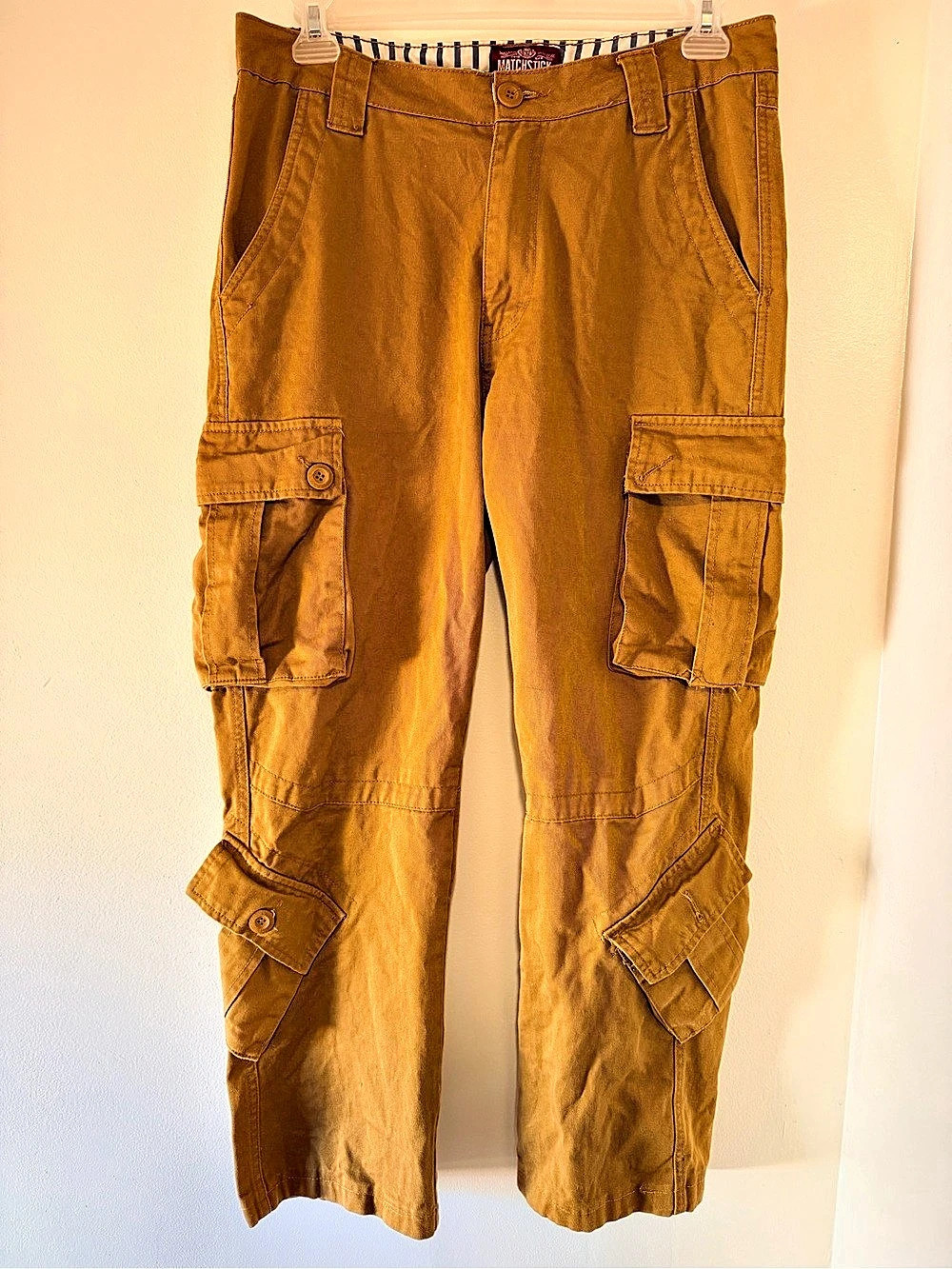 Matchstick Tan/Brown Cargo Pants — Waist 32
